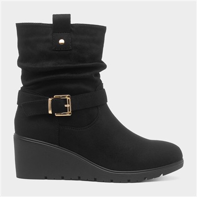 Azra Womens Black Wedge Boot