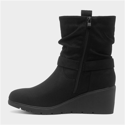 Azra Womens Black Wedge Boot