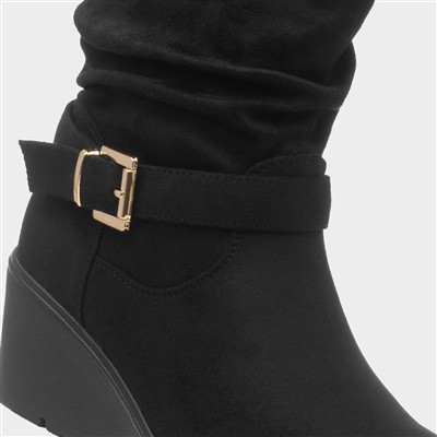 Azra Womens Black Wedge Boot