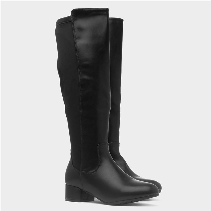 Womens Black Long Wide Fit Boot