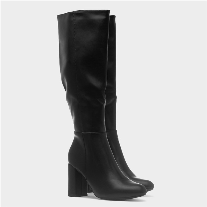 Womens Black Wide Fit Heel Boot