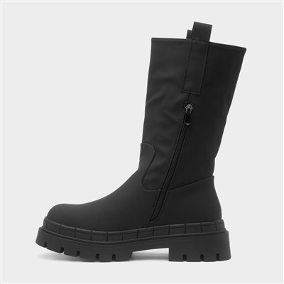 Kyra Womens Black Chunky Calf Boot