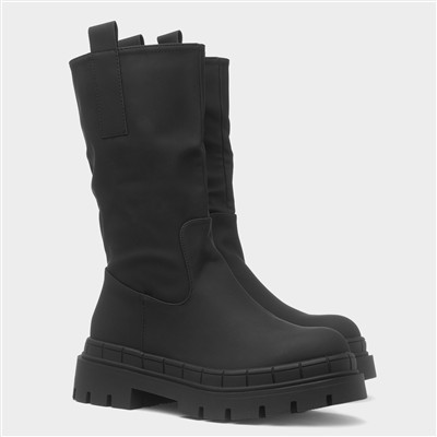 Kyra Womens Black Chunky Calf Boot