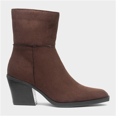Nyla Womens Chocolate Heeled Boot