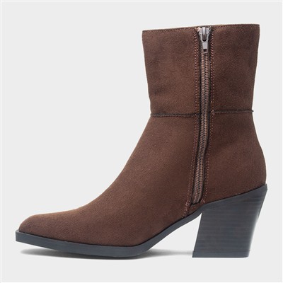 Nyla Womens Chocolate Heeled Boot