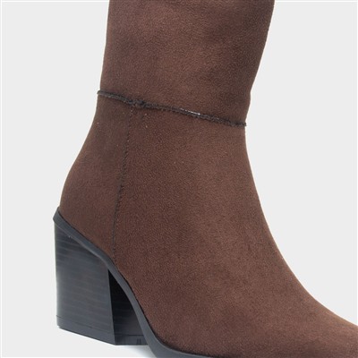 Nyla Womens Chocolate Heeled Boot