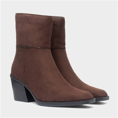 Nyla Womens Chocolate Heeled Boot