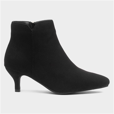 Cassia Womens Black Heeled Wider Fit Boot