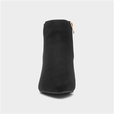 Cassia Womens Black Heeled Wider Fit Boot