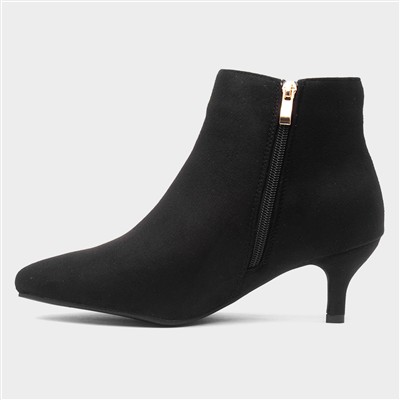 Cassia Womens Black Heeled Wider Fit Boot