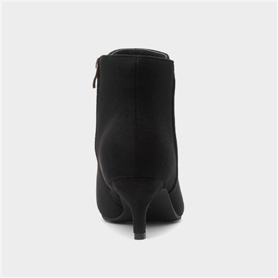 Cassia Womens Black Heeled Wider Fit Boot