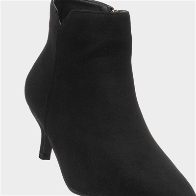Cassia Womens Black Heeled Wider Fit Boot