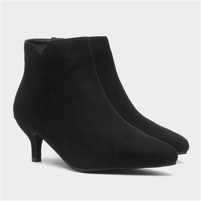 Cassia Womens Black Heeled Wider Fit Boot