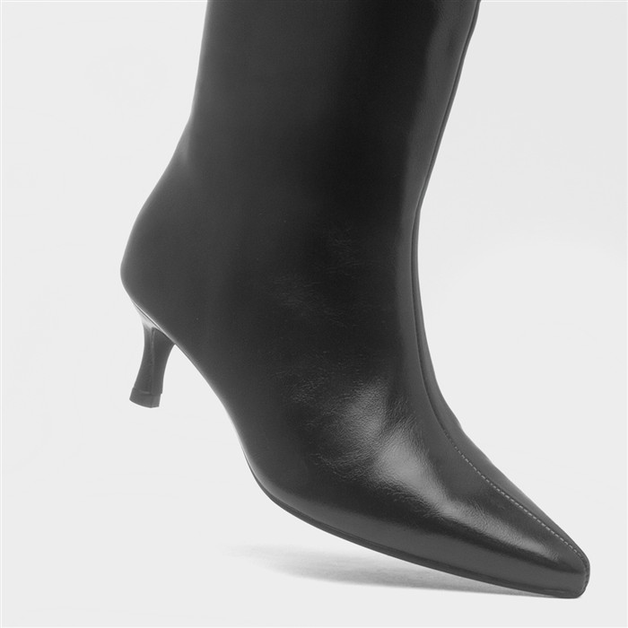 Skylah Womens Black Wide Fit Heeled Boot