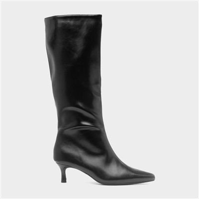 Skylah Womens Black Wider Fit Heeled Boot