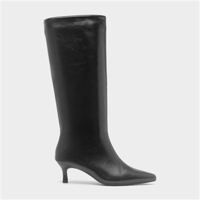 Skylah Womens Black Wider Fit Heeled Boot