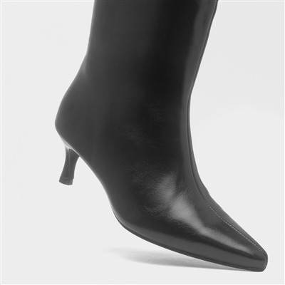 Skylah Womens Black Wider Fit Heeled Boot