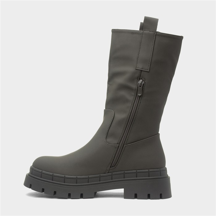 Kyra Womens Khaki Chunky Calf Boot