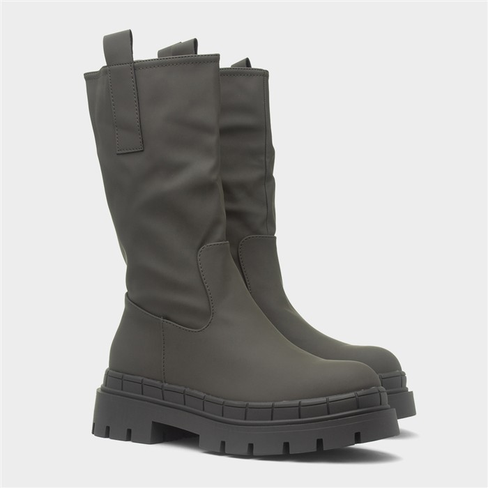 Kyra Womens Khaki Chunky Calf Boot