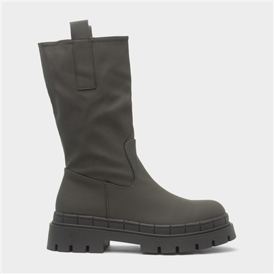 Kyra Womens Khaki Chunky Calf Boot