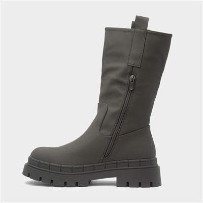 Kyra Womens Khaki Chunky Calf Boot