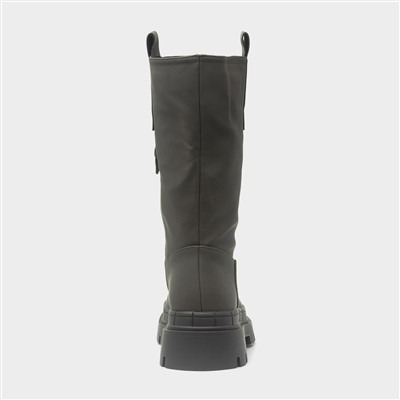 Kyra Womens Khaki Chunky Calf Boot