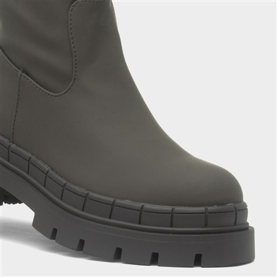 Kyra Womens Khaki Chunky Calf Boot