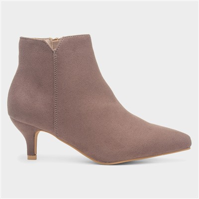 Cassia Womens Taupe Heeled Wider Fit Boot