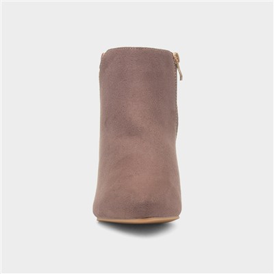 Cassia Womens Taupe Heeled Wider Fit Boot