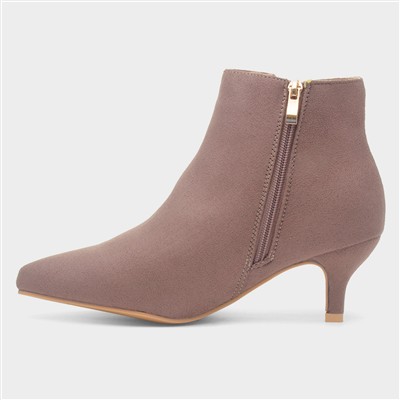 Cassia Womens Taupe Heeled Wider Fit Boot