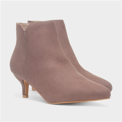 Cassia Womens Taupe Heeled Wider Fit Boot