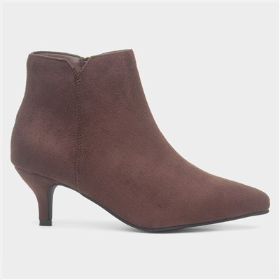 Cassia Womens Brown Heeled Wider Fit Boot