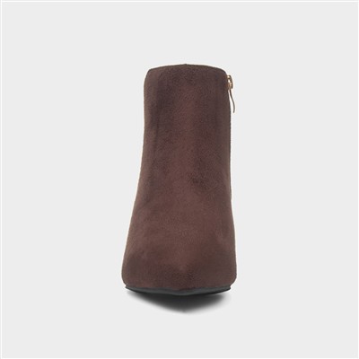 Cassia Womens Brown Heeled Wider Fit Boot