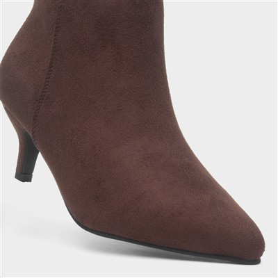 Cassia Womens Brown Heeled Wider Fit Boot