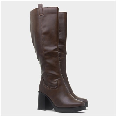 Tabitha Womens Brown Knee High Boot