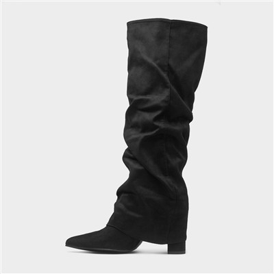 Tammy Womens Black Knee High Heeled Boot