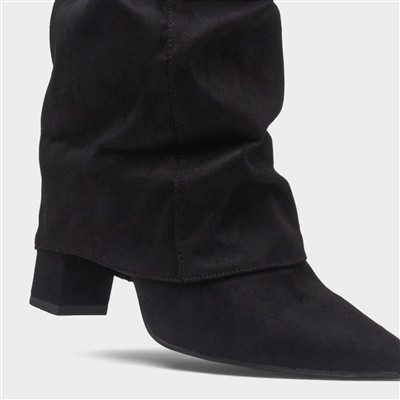 Tammy Womens Black Knee High Heeled Boot