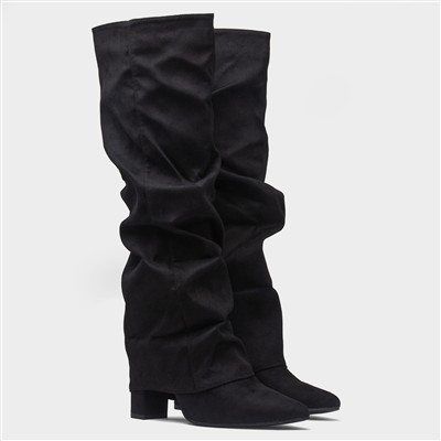Tammy Womens Black Knee High Heeled Boot