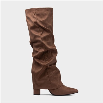 Tammy Womens Mocha Knee High Heeled Boot