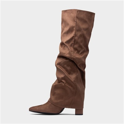 Tammy Womens Mocha Knee High Heeled Boot