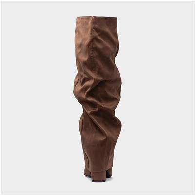 Tammy Womens Mocha Knee High Heeled Boot