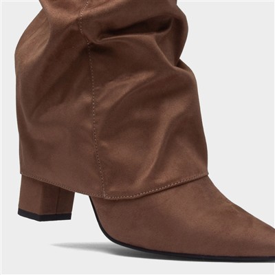 Tammy Womens Mocha Knee High Heeled Boot