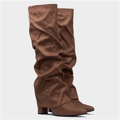 Tammy Womens Mocha Knee High Heeled Boot
