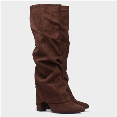 Tammy Womens Brown Knee High Heeled Boot