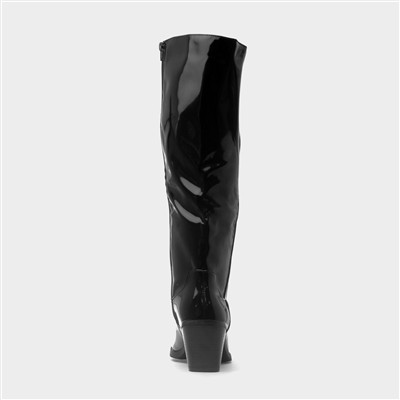 Toni Womens Black Knee High Shiny Boot