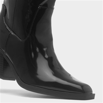 Toni Womens Black Knee High Shiny Boot
