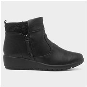Cushion Walk June Womens Black Wedge Boot (Click For Details)