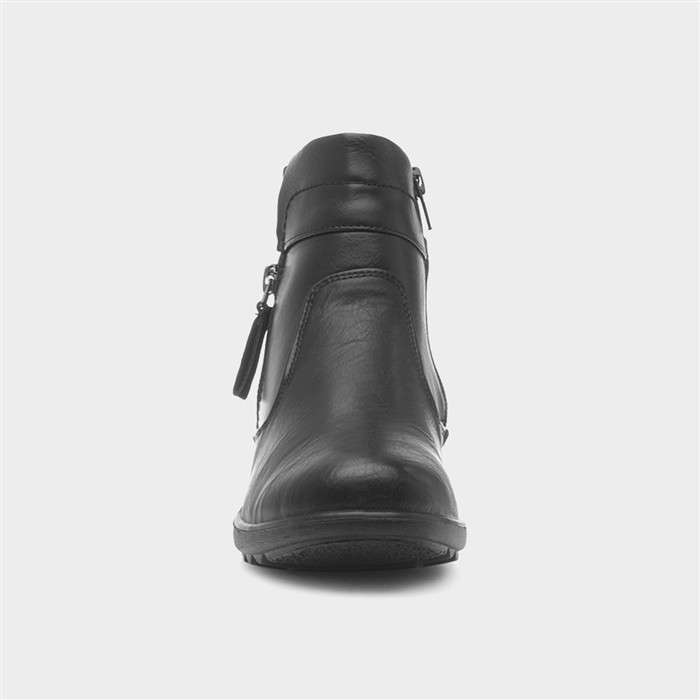 June Womens Black Wedge Ankle Boot