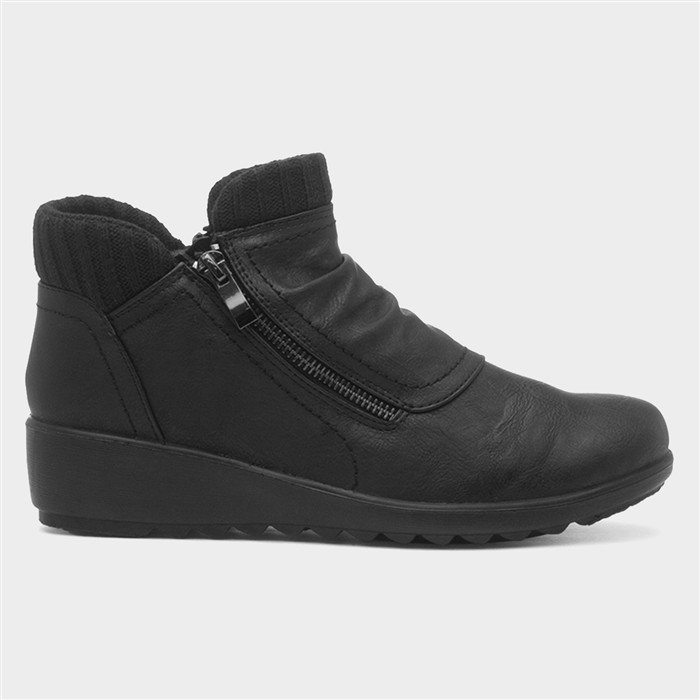 Virgo Womens Black Ruched Ankle Boot