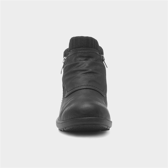 Virgo Womens Black Ruched Ankle Boot
